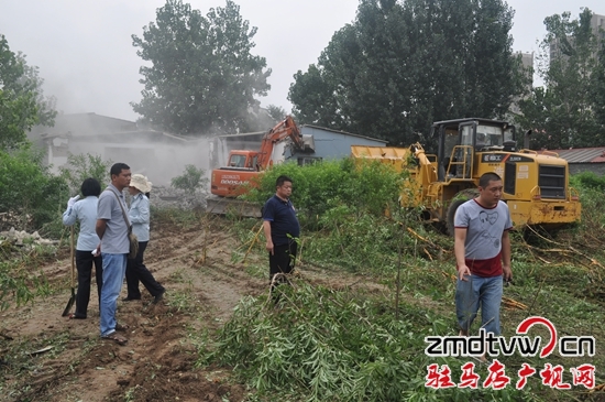 驛城區(qū)橡林街道辦事處對轄區(qū)內(nèi)違章建筑進(jìn)行依法拆除