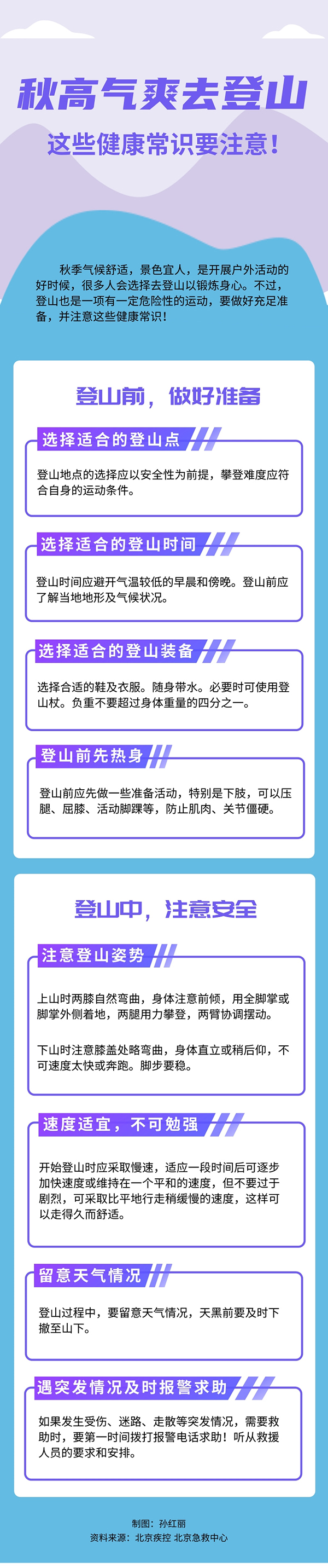 秋高氣爽去登山 這些健康常識(shí)要注意！