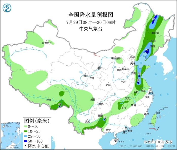 東北地區(qū)等地有較強(qiáng)降雨 南方高溫天氣持續(xù)