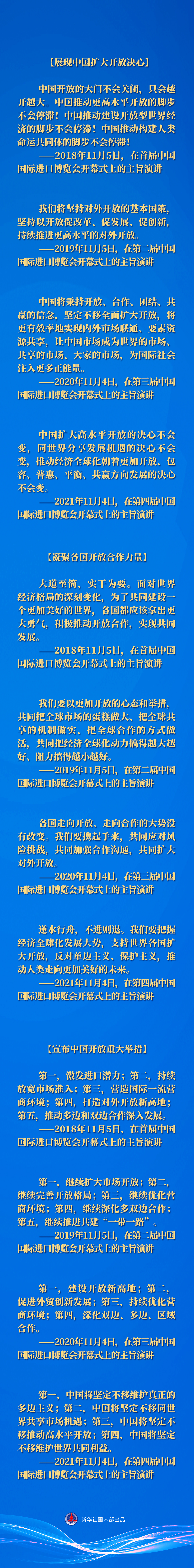 長(zhǎng)圖｜歷屆進(jìn)博會(huì)上，習(xí)近平主席這樣論開(kāi)放