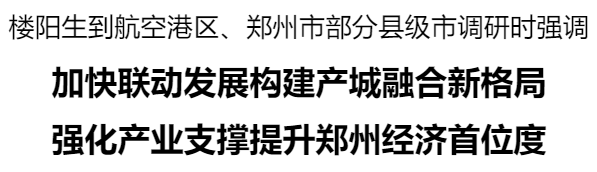 樓陽生到航空港區(qū)、鄭州市部分縣級市調(diào)研