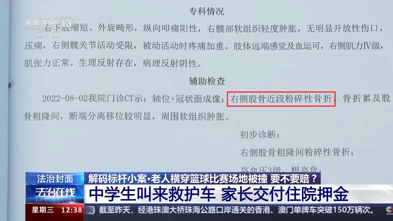 老人橫穿籃球比賽場地被撞要不要賠？法院判決→