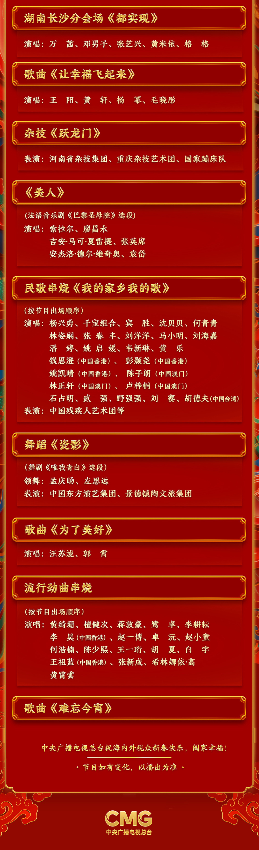 期待！中央廣播電視總臺《2024年春節(jié)聯(lián)歡晚會(huì)》節(jié)目單發(fā)布