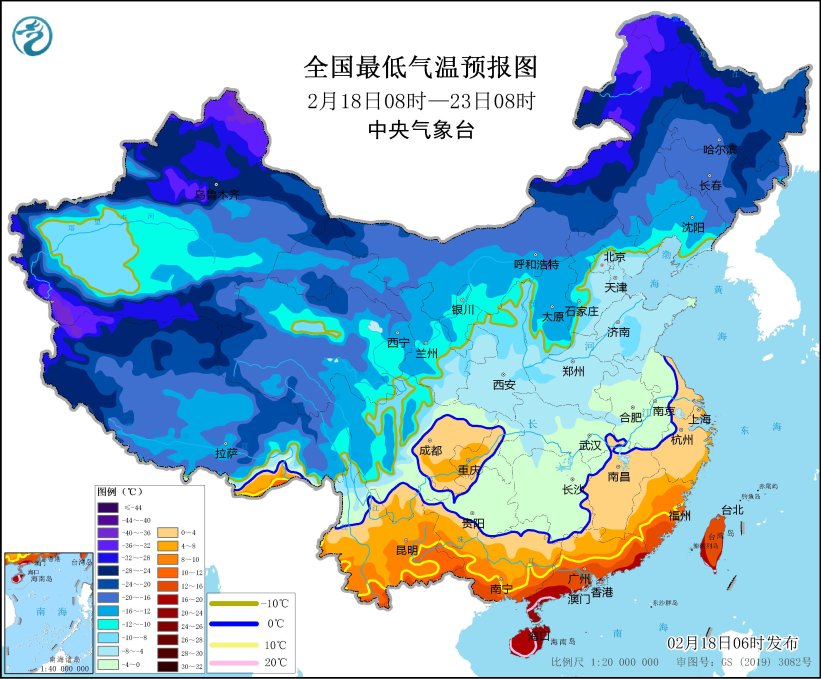 中央氣象臺(tái)發(fā)布寒潮橙色預(yù)警，平均氣溫普遍下降8～12℃